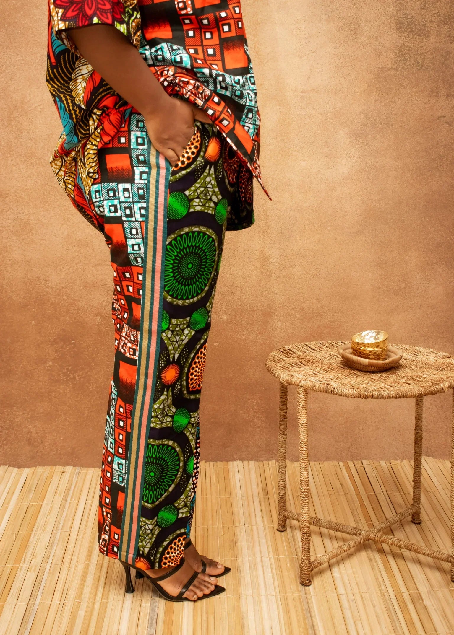 Woman wearing vibrant  Ankara print two piece setprint two piece set