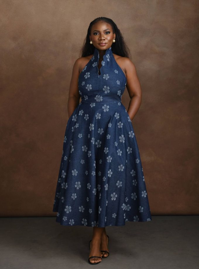 Yobe Floral Denim Dress