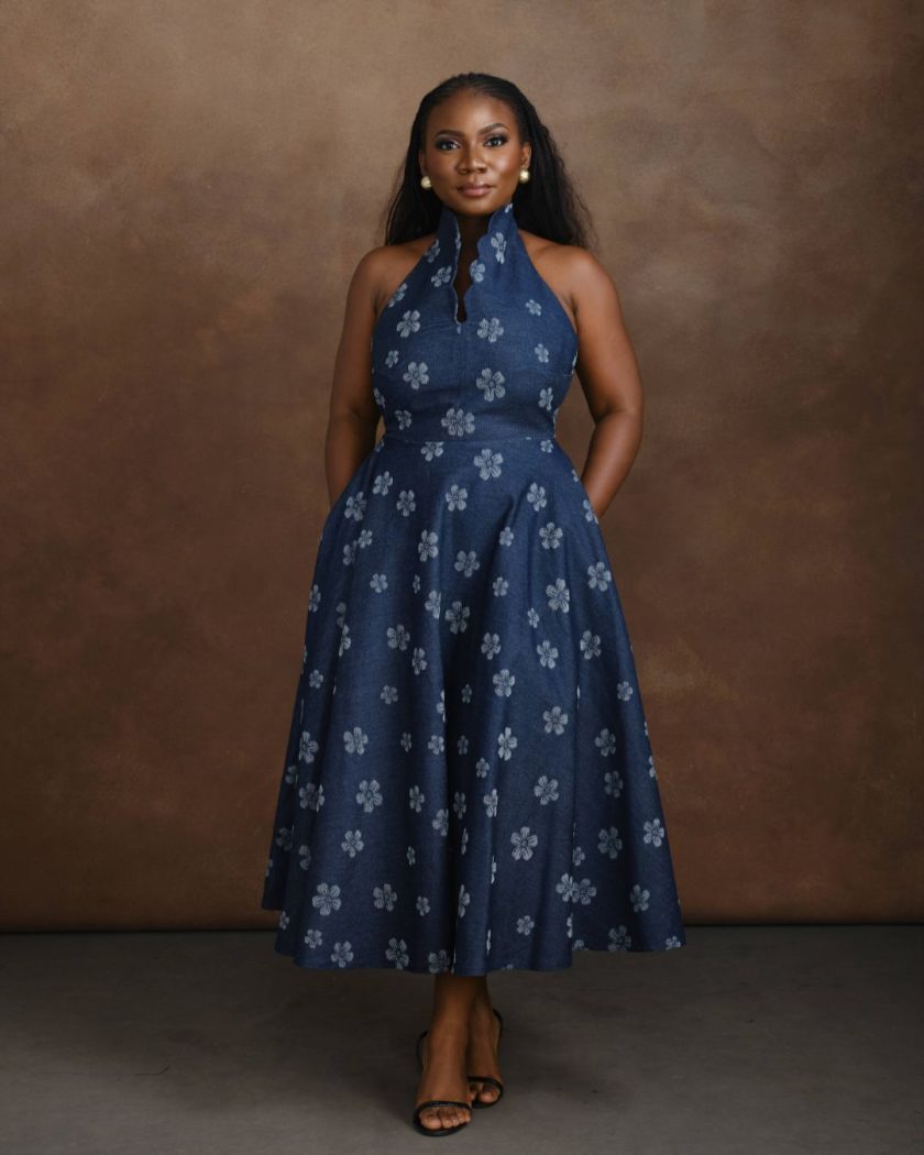 Yobe Floral Denim Dress