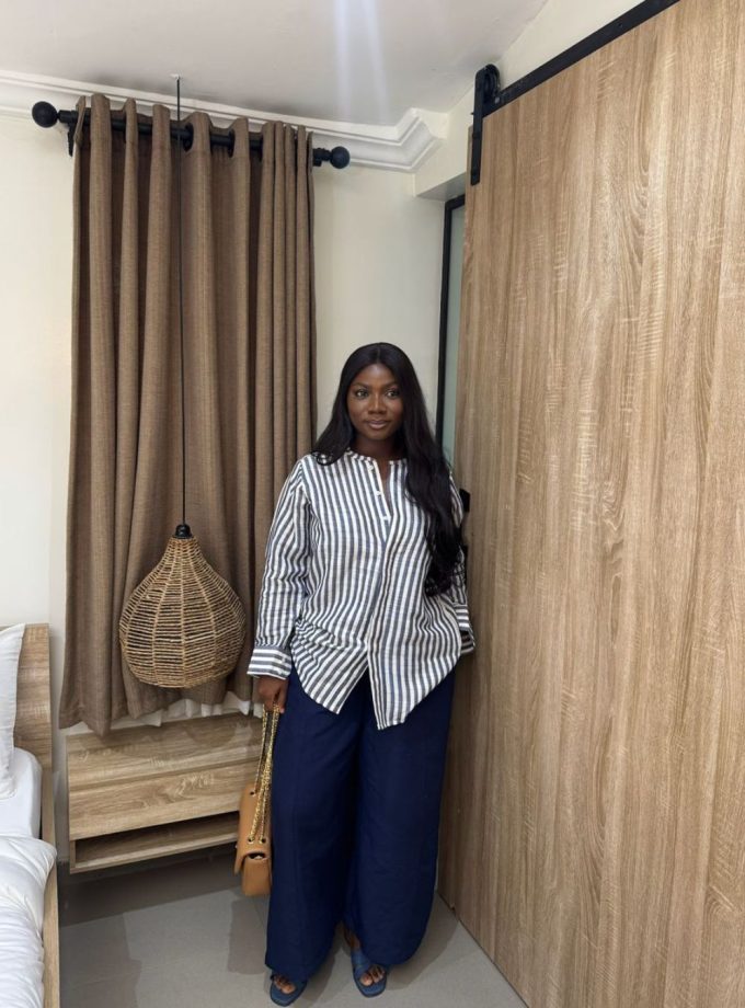 SL Signature Striped Collarless Shirt